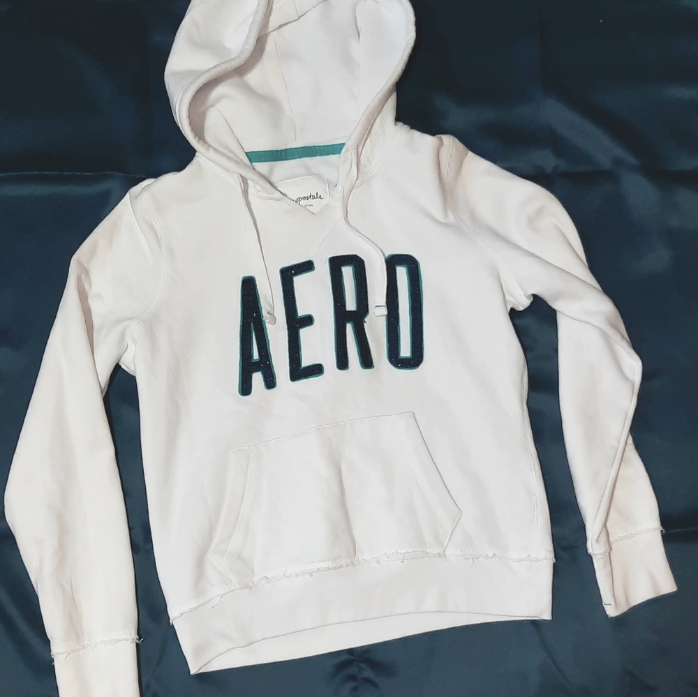 White Aeropostle Fleece Hoodie size LG